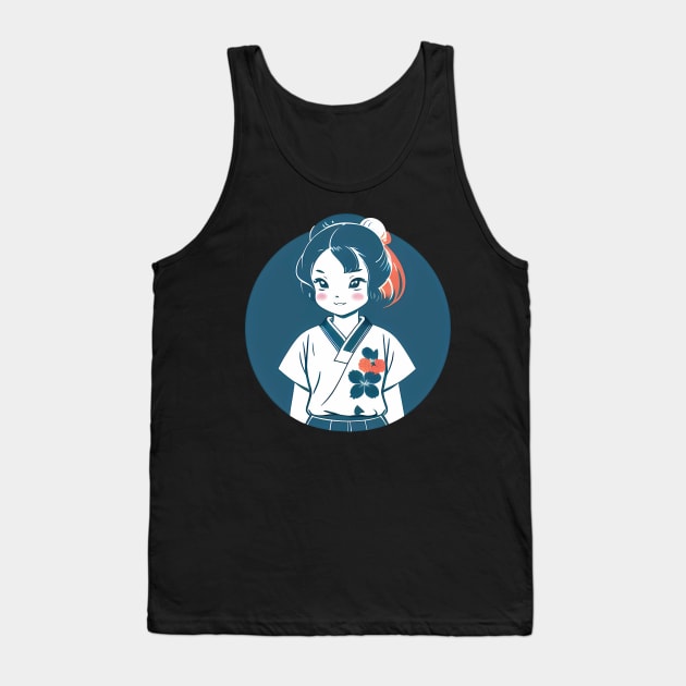 Happy Kawaii Japanese Girl Tank Top by ElMass